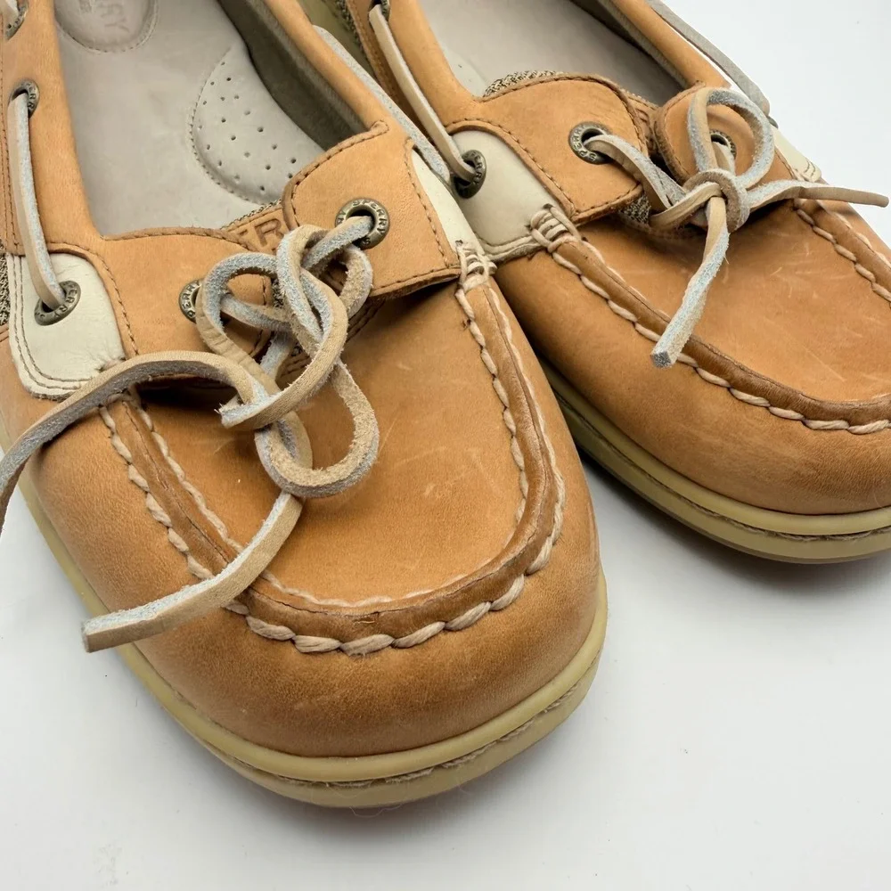 Sperry‎ Top-Sider Angelfish Boat Shoes Leather Mesh Tan Womens 11M Brown